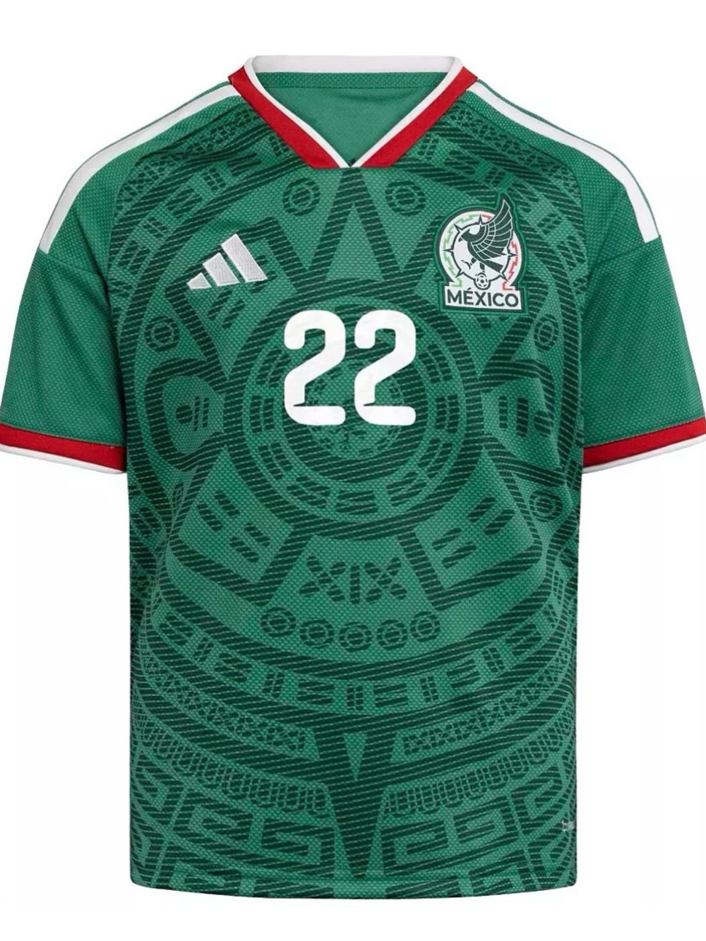 adidas Green Mexico #22 Soccer Jersey with Red and White Trim